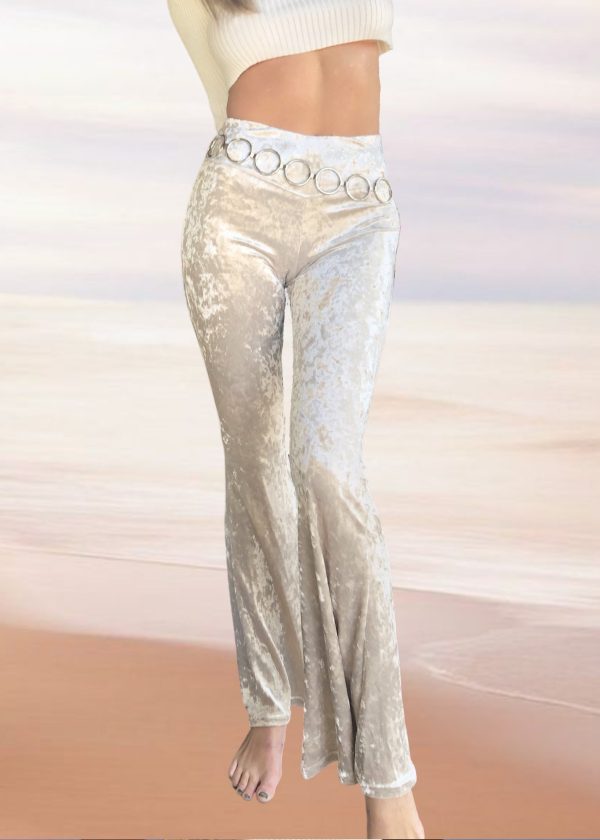 Crushed Velvet Flare Pants For Cheap