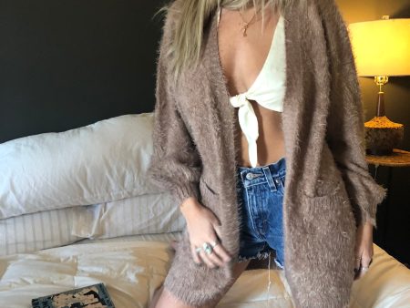 Fuzzy Mauve Cardigan Cheap