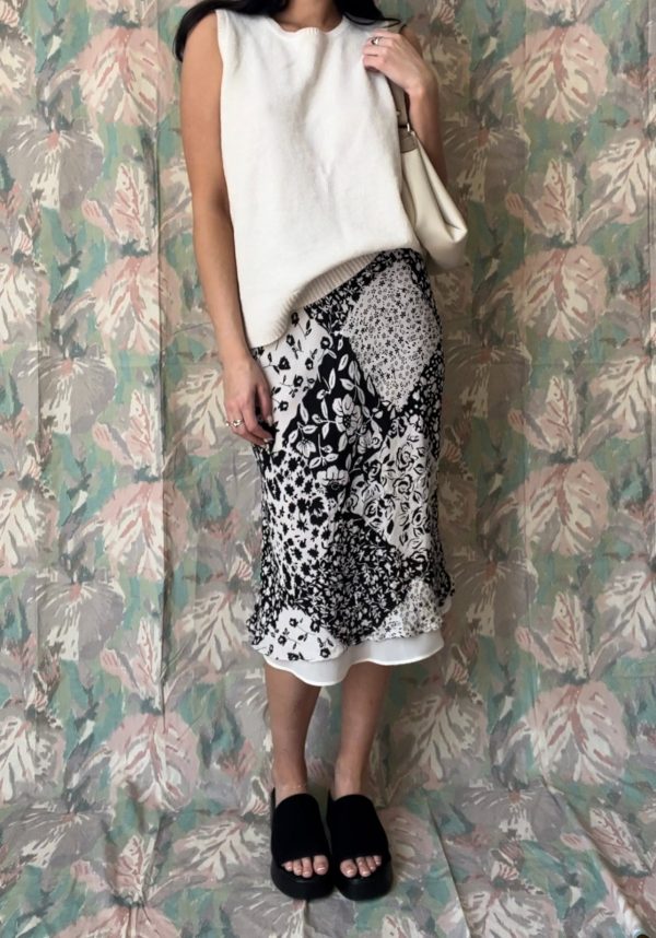 Vintage Silk Floral Diamond Print Skirt Sale