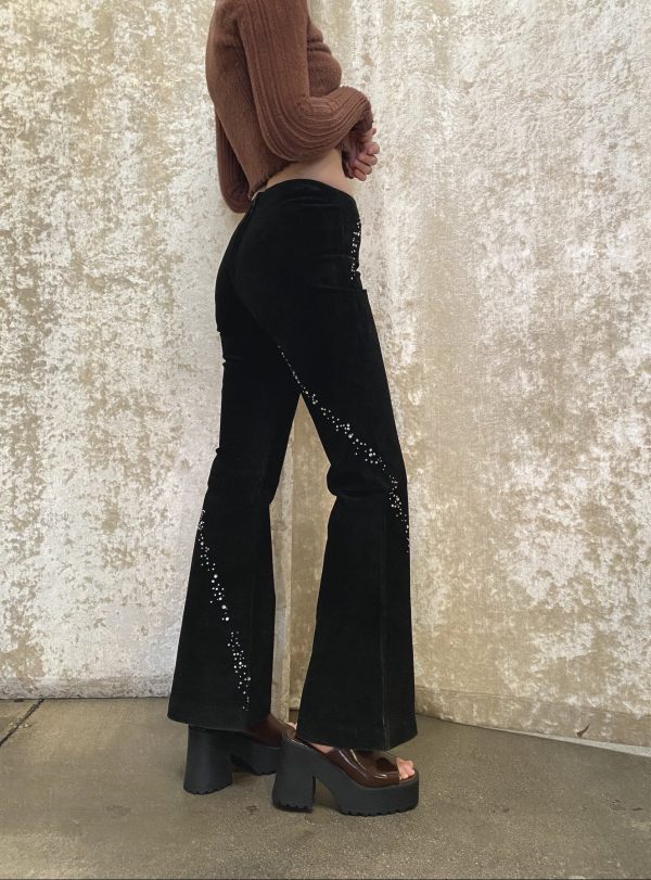 Vintage Suede & Rhinestone Pants Fashion