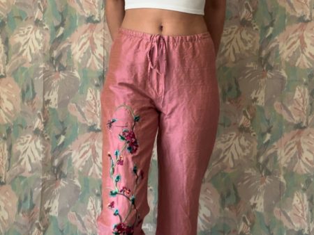 Embroidered Pink Pants Cheap