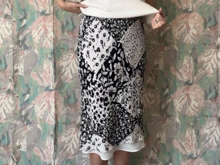 Vintage Silk Floral Diamond Print Skirt Sale