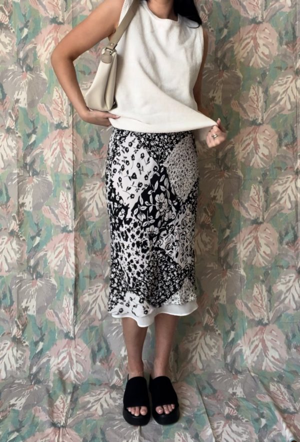 Vintage Silk Floral Diamond Print Skirt Sale