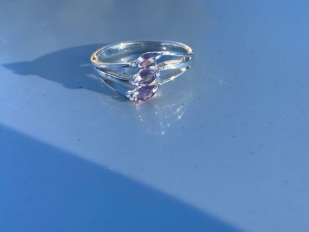 3 Stone Amethyst Ring on Sale