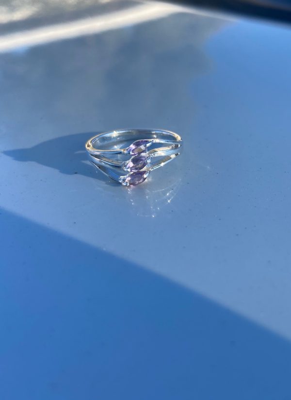 3 Stone Amethyst Ring on Sale