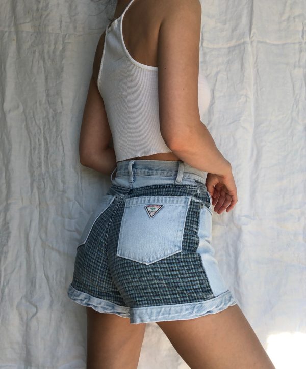 Vtg Flannel Denim Shorts For Discount