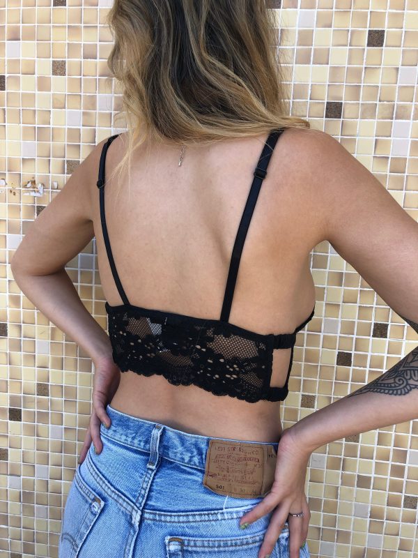 Black Lace Cage Crop Online Hot Sale